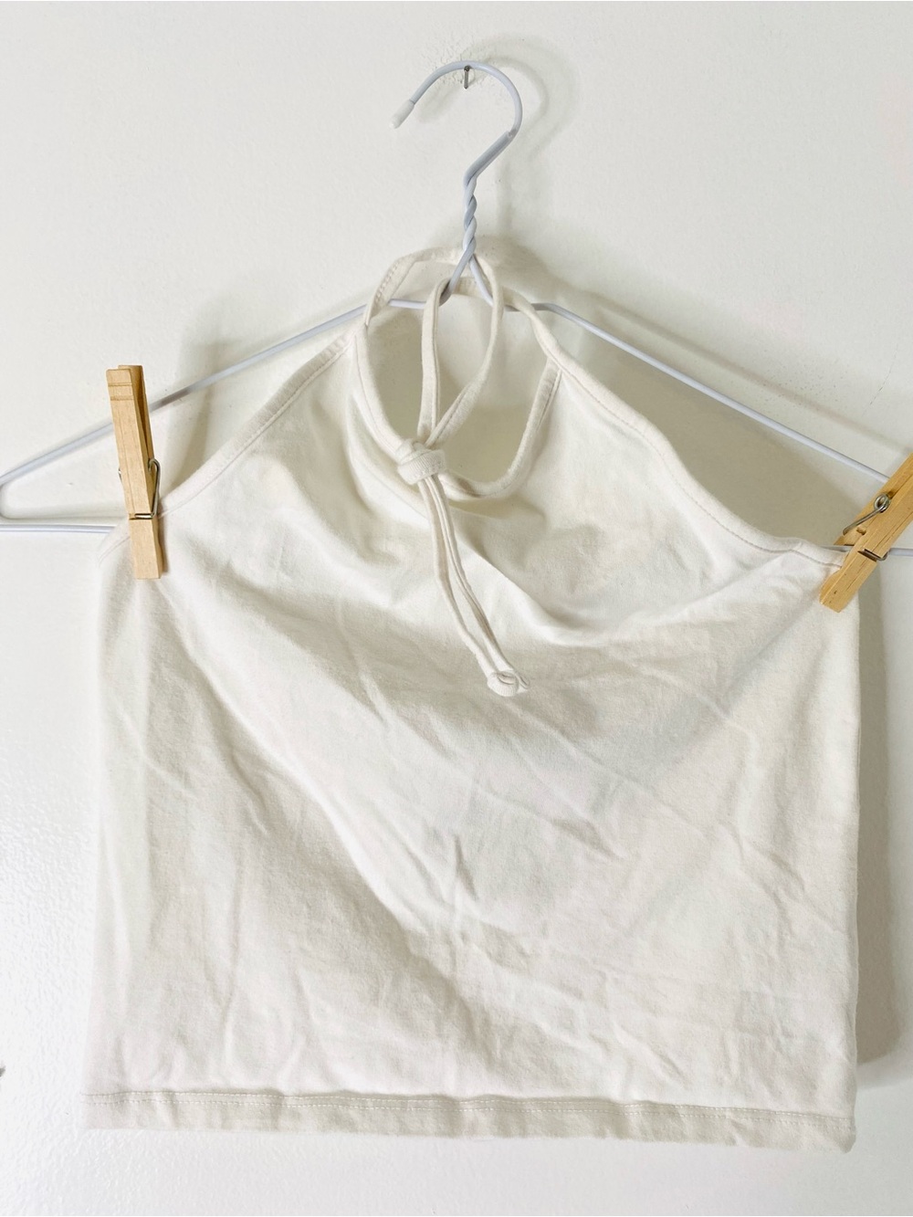 Brandy Melville J. Galt Ivory Halter Tank Top Open Back Stretch Cotton